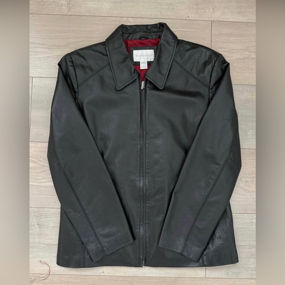 Vintage Wilsons Leather Black Leather Jacket with Red Lining